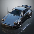 Vintage Silver Gray Sports Car With Rear Spoiler Black Wheels And Shiny Body