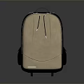 Modern Beige And Black Backpack With Fabric Material And Zipper Details