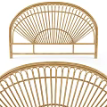 Golden Rattan Headboard With Scalloped Design For Modern Bedroom Decor