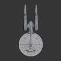 Space Exploration Starship Enterprise With Disc Shaped Hull Warp Engines Blue Lights And Reflective Surface