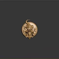 Golden Statue Of Warrior Riding Mythical Creature With Spear And Base