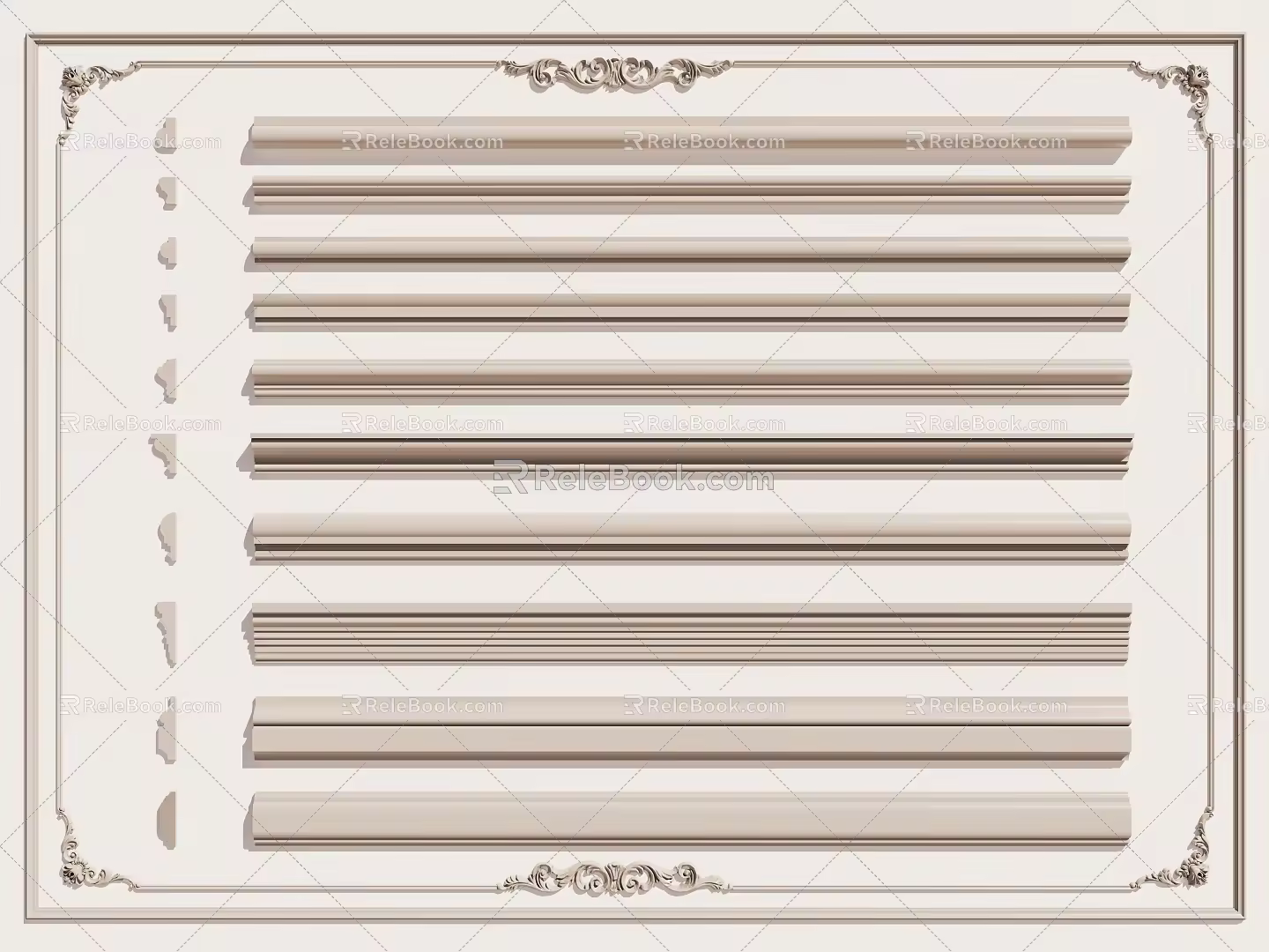 Jane Europe plaster line plaster line carved lines 3d model