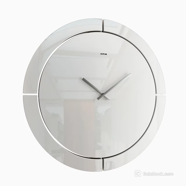 Round White Wall Clock With Minimalist Design And Sleek Metal Frame 3d model