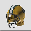 Yellow Football Helmet with Green and White Stripes and F Logo on Front