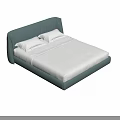 Modern Light Blue Upholstered Double Bed With Pleated Soft Headboard For Cozy Home Bedroom Decoration