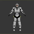 Sci-Fi Human Character Wearing Futuristic White Gray Armor Protective Suit