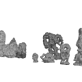 Charming Garden Ornaments With Decorative Stones And Small Sculptures