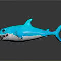 Friendly Blue Cartoon Shark Toy With Smiling Face And Playful Design