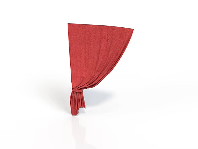 Red Pleated Curtain With Tieback For Home Living Room Decoration And Style 3d model