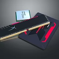 High Performance Computer RAM Module and CPU Chip with Red Heat Spreader and Green Substrate