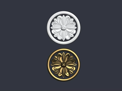 Ceiling Lamp Plates With White And Golden Floral Patterns Decorative Design 3d model