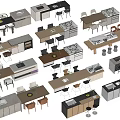 Modern Bar Counter Bar Chair Middle Island Table and Chair Combination 3d model