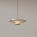 Modern White Round Pendant Light With Soft Glow Hanging On Gray Background 3d model