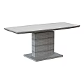 Modern Minimalist Desk With Rectangular Gray Tabletop And Layered Black Gray Base 3d model