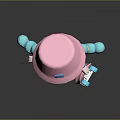 Cute Game and Movie Character With Pink Hat Blue Pigtails Skateboard and Pink Stars