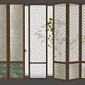 Modern Room Divider Screen Designs With Wooden Frames And Patterned Panels 3d model