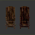 Rustic Vintage Carved Wooden Chairs With High Back Design And Metal Accents
