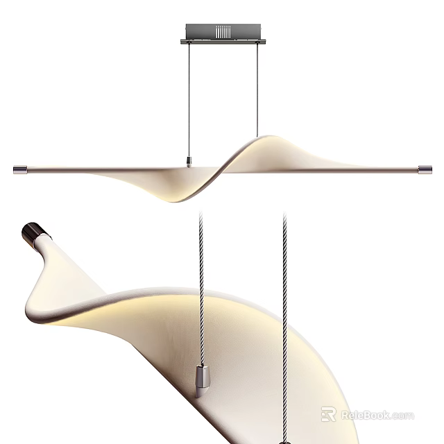 Modern Curved Pendant Light Design With Hanging Structure And Soft Illumination For Contemporary Interior Spaces 3d model 