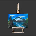 Modern Smart TV Displaying Vibrant Mountain River Landscape Oil Painting with Trees