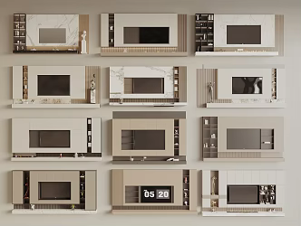 Modern TV background wall 3d model