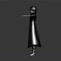 Stylish Dark Hair Anime Figure With Long Coat And Outstretched Arms Holding Blades