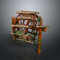 Unique Handmade Wooden Structure With Orange Green Details And Decorative Design Elements