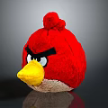 Red Angry Bird Plush Toy With Yellow Beak And Black Eyebrows