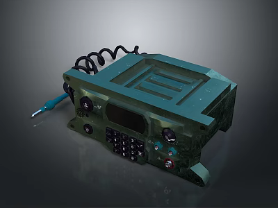 Green Electronic Device Featuring Display Screen Control Buttons Knobs Coiled Cable And Screwdriver 3d model