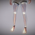 Humanoid Robot Character 3D Model With Metallic Armor And Transparent Lines 3d model