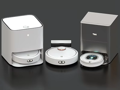 Smart Household Cleaning Appliances Robot Vacuum With Charging Station And Dust Bin 3d model