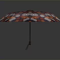 Colorful Umbrella Design With Purple And Red Cloud Patterns On Canopy