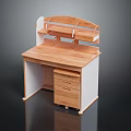 Wooden Desk With Upper Shelf Drawers And Rolling Casters For Home Study