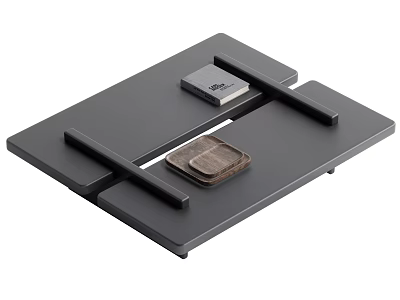 Modern Black Coffee Table With Minimalist Design Square Box And Brown Tray 3d model