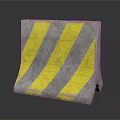 Gray Concrete Traffic Barrier With Yellow Diagonal Stripes For Road Safety
