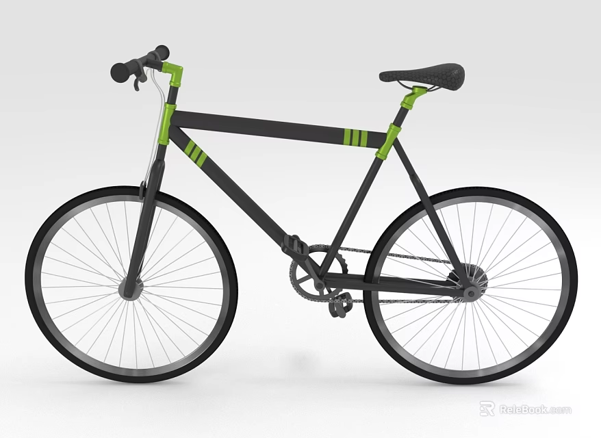 Black Bicycle With Green Stripes Modern Design Sleek Frame And Wheels 3d model 