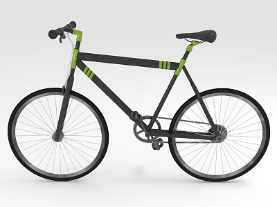 Black Bicycle With Green Stripes Modern Design Sleek Frame And Wheels 3d model
