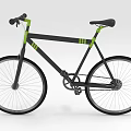 Black Bicycle With Green Stripes Modern Design Sleek Frame And Wheels