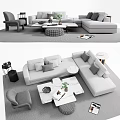Modern Sofa Coffee Table Combination Multi-person Sofa Leisure Chair 3d model
