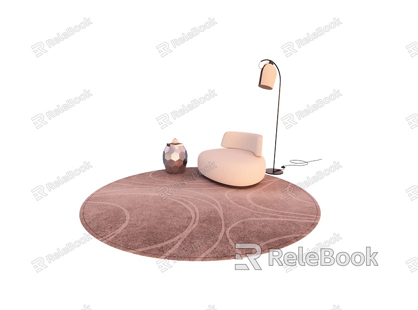 Single Chair Floor Lamp Creative Coffee Table Combination Round Carpet model