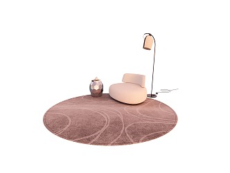 Single Chair Floor Lamp Creative Coffee Table Combination Round Carpet 3d model