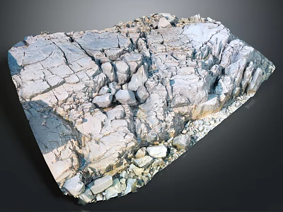 Rough Natural Stone Slab Featuring Cracked Surface And Irregular Texture 3d model