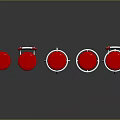 Red Bar Stools With White And Red Backs Metal Spiral Frames On Black Reflective Surface