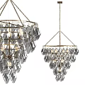 Elegant Gold Frame Crystal Chandeliers With Decorative Pendants And Modern Design 3d model
