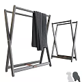 Modern Grey Foldable Clothes Drying Racks For Laundry With Hanging Towel 3d model