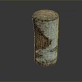 Wood Stone Cylindrical Decorative Piece With Natural Peeled Texture And Rustic Finish