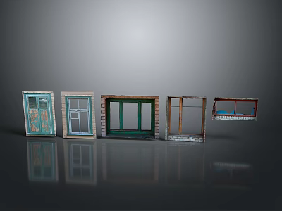 Various Window Models With Different Styles Colors And Wooden Frames 3d model