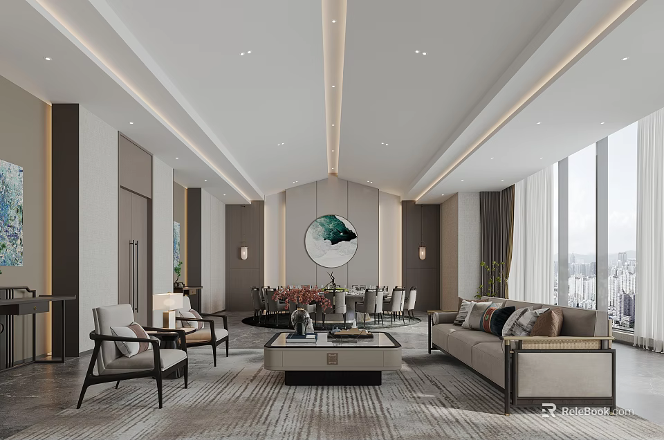 Luxury Private Room With Modern Decor Comfortable Seating And Art 3d model