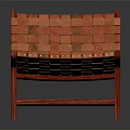 Woven Checkerboard Pattern Leisure Chair With Red Wooden Frame And Seat Backrest