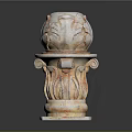 Classical Stone Column with Intricate Carved Patterns Ornate Capital and Decorative Base