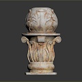 European-style Column Stone Carving Marble Carving Park Column 3d model